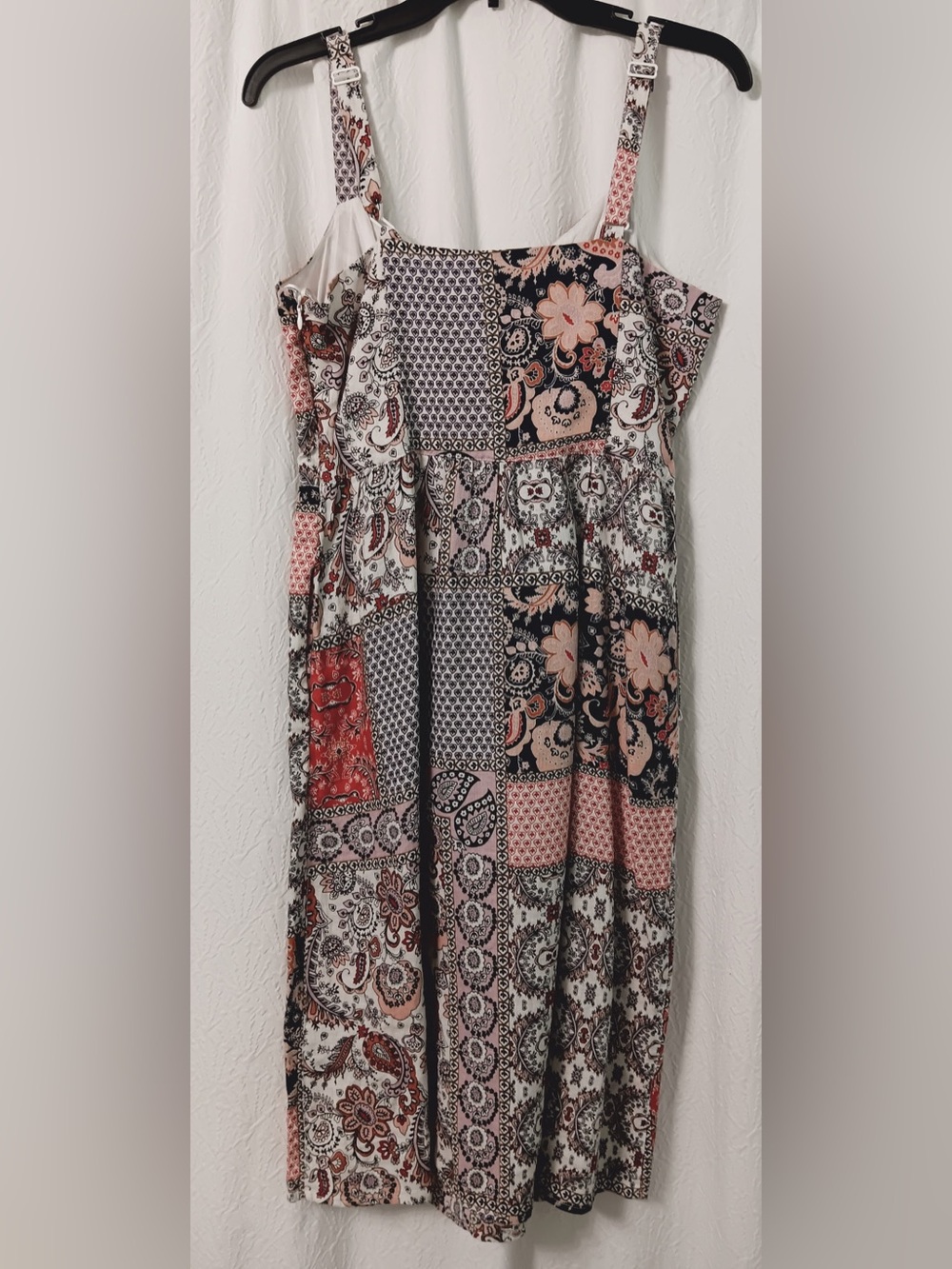 Rachel Zoe Patchwork Midi Dress in Pink, Black & Neutral - Picture 4 of 10